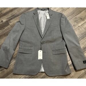 NEW EXPRESS $298 LITE  GRAY SLIM STRETCH WOOL BLEND SUIT JACKET SZ 38S